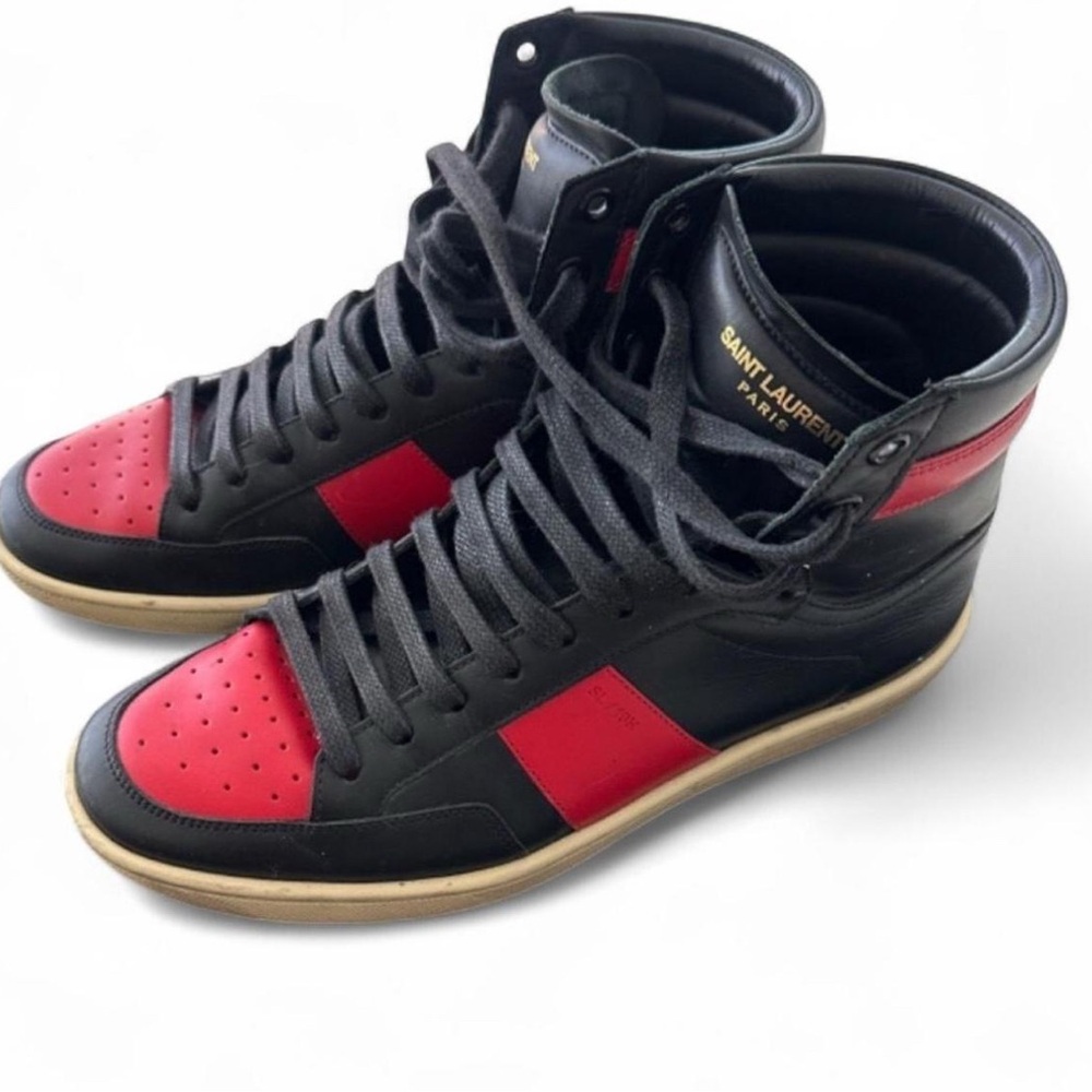 Saint Laurent YSL SL 10H Leather High-Top Sneaker Size 40 7 - Picture 2 of 8